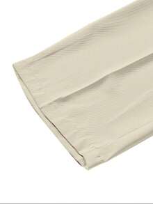 米色男士休闲正装直筒短裤，带口袋，适合办公室和居家穿着 - 杏色 - 查看 3