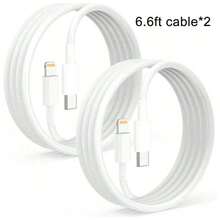 Cable de datos blanco de PVC 1-3 piezas Carga rápida PD 200 cm Cable de carga compatible con iPhone 14 Pro Max/14 Pro/14 Plus/14/13/12/11/Xs Max/XR/X/ Serie Adaptador de cargador rápido Regalo del Día de la Mujer Celebración de cumpleaños y aniversario - Blanco - Ver 10