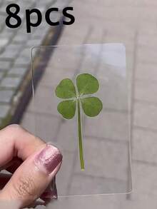 1/4/8pcs Transparent Material Lucky Four-Leaf Clover Postcards, Healing Gift Bringing Good Luck; Customizable Text, Irish Style Decorative Bookmarks; St. Patrick's Day Gifts. Party Favors, Blessing Cards, Bookmarks And Decorations; Realistic Four-Leaf Clover Pattern, Suitable For Birthday, Wedding, Valentine's Day, Teacher's Day And Other Occasions. - Lucky Clover Cards - View 13