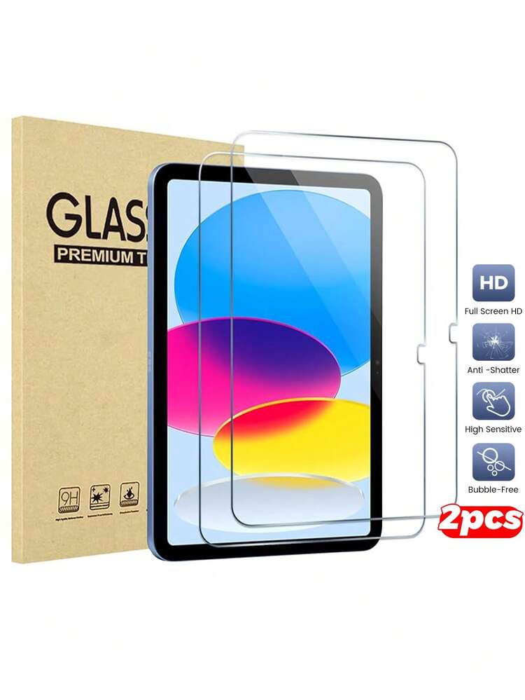 2片装高清钢化玻璃屏幕保护膜，兼容iPad Air/iPad Pro/iPad Mini/1/2/3/4/5/6/7/8/9/10/10代/8英寸/9.7英寸/10.2英寸/10.5英寸/10.9英寸/11英寸/12.9英寸/2016-2022款/兼容iPad Air 2024款/兼容iPad Pro 2024款/兼容iPad 10代（10.9英寸）2022款，日常保护、办公和居家使用必备。 - 無色 - 查看 45