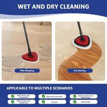 High-PQ Flat Mop Head Replacements, Microfiber Mopping Pads Refills, 10-Pack Spin Mop Pads + 1 Plastic Pad &Amp;1 Scrape For Floor, Wall &Amp; Ceiling Cleaning - Fits EasyWring &Amp; RinseClean Systems - MàuF - Xem 3