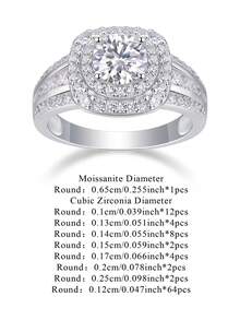Nhẫn Moissanite bạc 925 cao cấp dành cho nữ, không gây dị ứng, thích hợp làm nhẫn đính hôn/cưới, quà tặng ngày Valentine/sinh nhật, hộp quà chống oxy hóa. - nhẫn - Xem 3