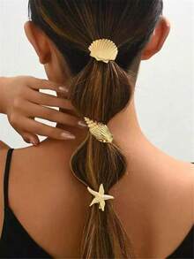 海星贝壳发夹，海洋假日风发饰，侧夹刘海夹，扁平爪夹，发夹，发爪，学习用品 - 彩色 - 查看 1