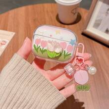 3D Tulip + Pendant Suitable For HUAWEI Freebuds 5i/6i/7i Bluetooth Earphone Case Protective Cover, SE2/3 Earphone Case, Minimalist Transparent Pro 3/Pro 4/SE 4 - Three-dimensional Tulip - View 2