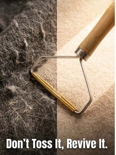 1pc Wooden Double-Sided Sweater Defuzzer, Suitable For Removing Pet Hair And Some Thick Clothing, Not Suitable For Thin Fabrics, Manual Operation, Easy To Damage Thin Clothing, Gentle Hair Removal | Ergonomic Design | Fabric Tool, Clothing Lint Remover (Random Color/Style)