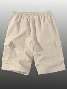 Plus Size Men's Casual Cargo Shorts, Loose Fit Outdoor Sports Pants Summer - Khaki - View 3