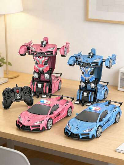 1pc Remote Control Transforming Car Toy, Robot Toy For Boys Aged 3-8, One-Key Transformation & 360° Drifting Rotation, LED Light Transforming Robot RC Car, 1:18 Scale Transforming RC Car & Robot, 2.4GHz Racing Car, Smooth Transformation, Demo Mode, Rechargeable Battery, Suitable For Boys Aged 4-12 As Birthday/Halloween/Easter/Thanksgiving/New Year/Christmas Gift
