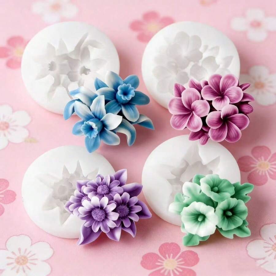 1个雏菊蜡烛硅胶模具，DIY水仙花、牵牛花蜡烛硅胶模具 - A-白色 - 查看 1