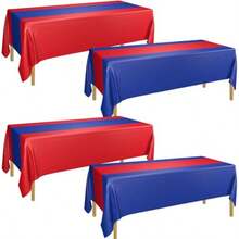 PTECDROTS 4 Pcs Blue And Red Tablecloth Table Runner Waterproof Disposable Rectangle Table Cover For Birthday Graduation Party Red And Blue Party Decorations 130 X 220cm - BlueandRed - View 1
