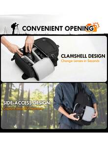 NEWHEY Camera Bag, DSLR/SLR/Mirrorless Cameras Case Small Waterproof Camera Sling Bag Crossbody Bags For Photographers With Tripod Holder Compatible With Canon/Nikon/ - Multicolor - View 5