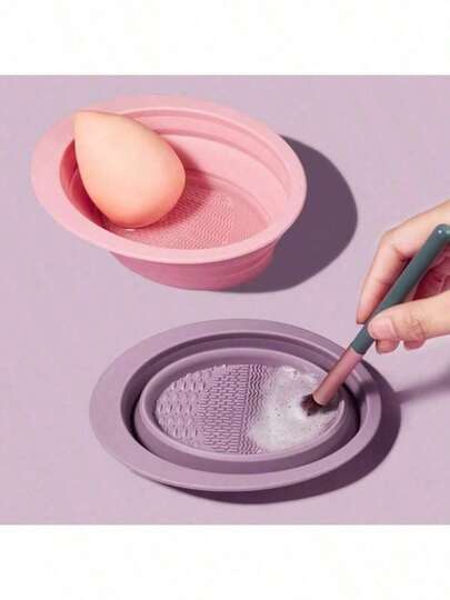 1Piece Foldable Silicone Makeup Brush Cleaning Bowl – Portable Tool For Brushes, Puffs & Sponges, Essential For Cleaning & Drying Makeup Tools With Excellent Effect,Makeup Brush, Powder Puff, Beauty Sponge Tool, Silicone Folding Bowl, Wash Brush Pad Portable Cleaning Bowl.