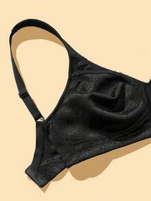 WINGSLOVE Plus Size Wireless Seamless V-Neck Full Coverage Bra - Unpadded Jacquard Wide Straps, Soft Breathable Fabric, All-Day Comfort - Black - View 10