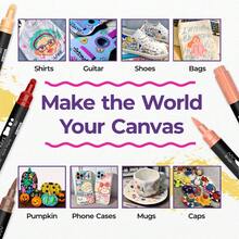 12/24色双头丙烯马克笔套装，防褪色，适用于艺术家绘画、插画、工艺品制作、涂色书创作、DIY项目，可在纸张、布料、木材、石头、塑料、玻璃、陶瓷、南瓜等材质上绘制，适合学生和成人使用，是感恩节、万圣节、圣诞节的理想礼物。 - 彩色 - 查看 2