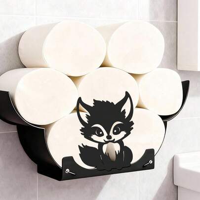 Fox Tissue Holder, DIY Decorative Hanging Accessory Suitable For Bathrooms, Kitchens, And Bedrooms. It's Extendable, Foldable, And Durable, Making It A Practical Home Decor Item. A Creative Toilet Paper Storage Rack.