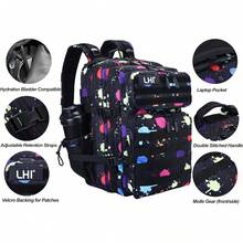 Sac à dos tactique militaire LHI 45 litres résistant à l'eau pour le trekking, la montagne, la chasse et les voyages - Idéal pour les hommes, les sports de plein et l'équipement militaire - Camouflage fluorescent - Voir 4