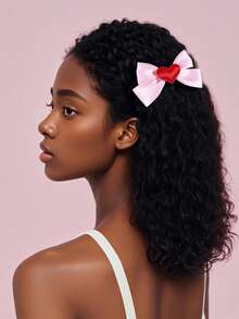 4件套女士时尚心形发夹，百搭甜美可爱优雅双马尾发饰，适合日常通勤、节日聚会、生日派对、观光、摄影等各种场合。送给闺蜜的绝佳礼物。 - 彩色 - 查看 2