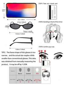 1pc Women's Y2K Streetwear Oval Plastic Frame Fashion Glasses, Suitable For Daily Wear, Music Festivals And Other Occasions - 1pc 黑框灰片 - 查看 6