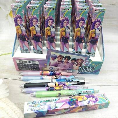 Mattel 1 pudełkowy długopis żelowy, Magic Hunter Combination Kpop Anime Peripheral Stationery, długopis żelowy pod ciśnieniem, długopis biurowy i do nauki