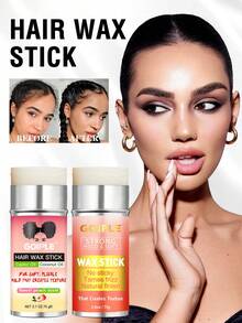Goiple 2pcs Women's Hair Wax Stick - 75g Smooth Hair Wax Stick, Non-Greasy And Non-Sticky, Creates Soft Styles, Slick Back, Smoothens Frizzy Hair, Effective Flyaway Control, Strong Hold, Suitable For Straight, Wavy, Curly, Voluminous Hair, Sweet Peach Scent - Multicolor - View 2