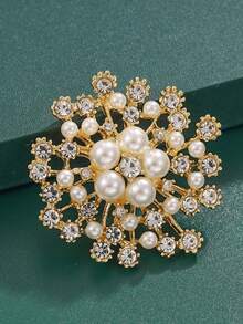 1 pezzo Elegante spilla a fiore portafortuna, accessorio di moda unico per eventi formali, affascinante e grazioso, adatto come regalo di matrimonio - Dorato - Visualizzare 3