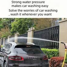 1件装汽车清洗工具，通用型，适用于各种车辆，高压水枪，重型金属软管喷嘴，带快速接头，可作为户外清洗喷头，用于植物/草坪浇水、庭院清洁、汽车清洗、宠物淋浴等。 - 黑色 - 查看 3