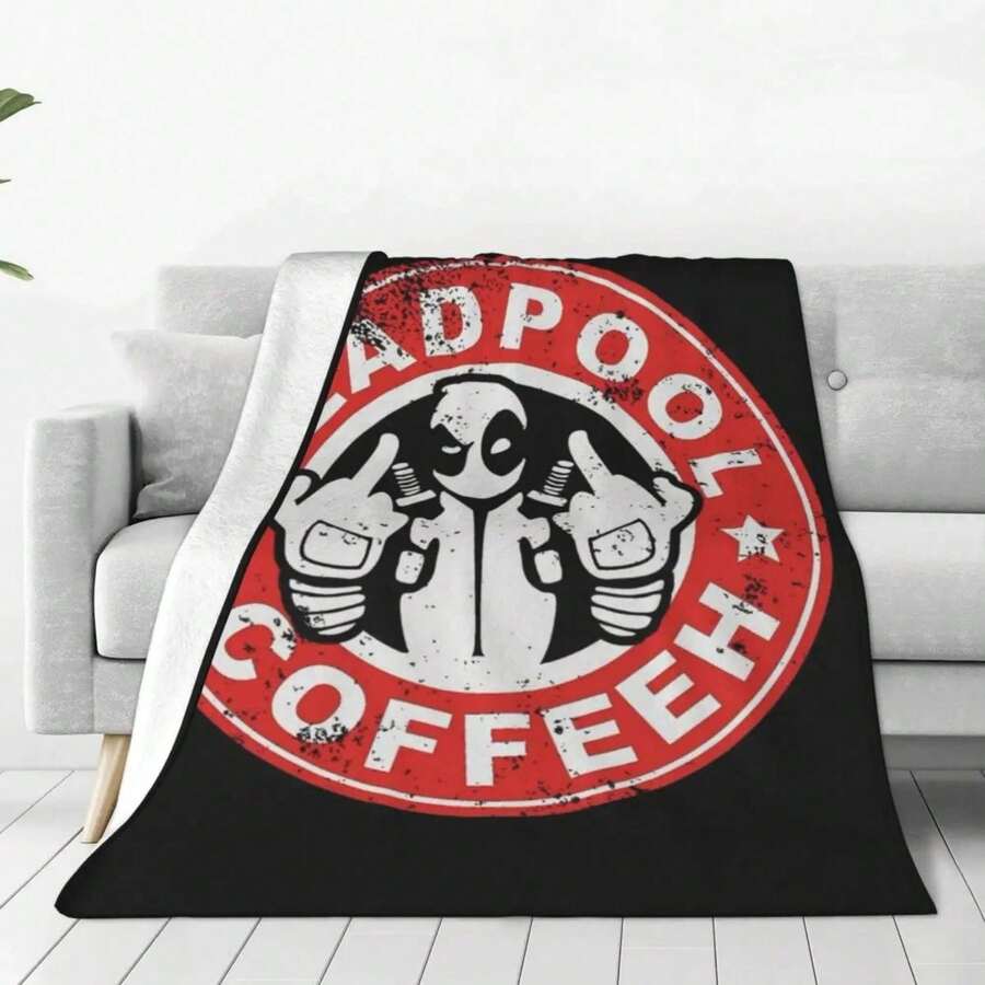 Custom 3D Printed Deadpool Coffeeh Blankets Breathable Soft Flannel Winter Throw Blanket For Couch Car Bedroom - 黑色 - 查看 1