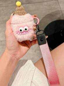 Soft Plush Doll Earphone Case Compatible With Apple Pro 3, 4/4 Noise Cancelling, Pro 2/Pro, 3/12, Cute Cartoon Earphone Protective Cover - Pink - View 2