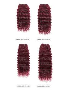 1束深波浪人发束，酒红色，99J#，未经加工的处女发，双层发片 - S99J - 查看 3