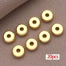 20颗扁平圆形黄铜珠，18K镀金隔珠，适用于DIY耳环、手链、项链等首饰制作 - 彩色 - 查看 12