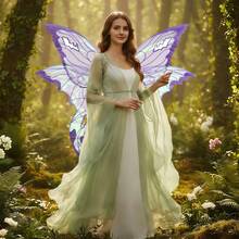 Butterfly Wing For Women, Double Layered Glitter Cutout Sheer Fairy Wings Halloween Cosplay Supplies - 紫色 - 查看 1
