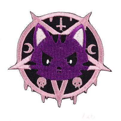 1片卡通动物刺绣朋克风熨烫贴片，适用于DIY牛仔裤、夹克、服装、包包、帽子、破洞修补和装饰。