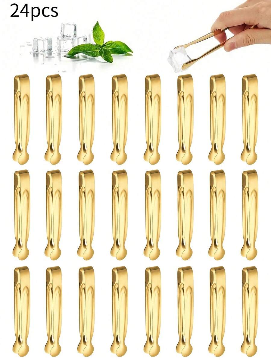 1/6/12/24 piezas de Mini tenazas de azúcar de acero inoxidable, tenazas multiusos para frutas y alimentos, tenazas para dulces, perfectas para cocina, restaurante, cafetería, postres, azúcar - Plateado - Ver 1