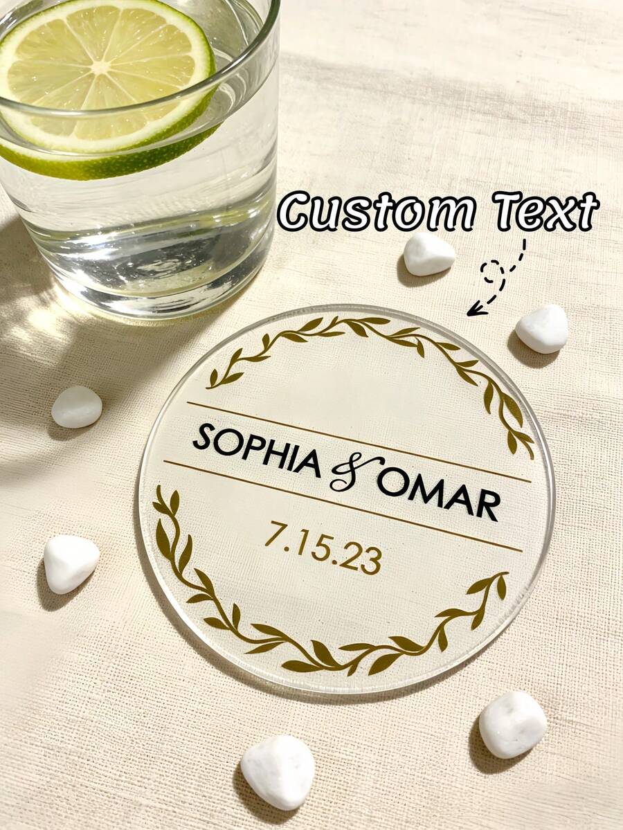 1pc Custom Valentine's Day Acrylic Coaster, Personalized With Text, Ideal For Daily Use And Romantic Gifts - Multicolor - View 1