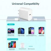 1/4 件套美规插头充电器，PD 20W 快充墙式适配器 + 100 厘米高效数据传输快充线，兼容 14 Pro Max/14 Pro/14 Plus/14/13/12/11/XS/XR/8/7/6 系列 - 美規A型插(110-127V) - 查看 6