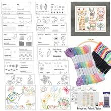 9 Sheets Preprinted Fabric Hand Embroidery Kit For Beginners, DIY Creative Sewing Kit With Stitch Book & Comprehensive Stitch Guide, Handmade Embroidery Stitch Book - A - View 13