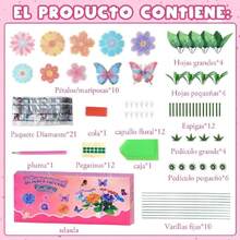 Manualidades para Niñas 8-12 Años – Crea Tu Propio Ramo de Flores con Arte de Gemas – Kit de Arte con Diamantina 5D – Manualidades DIY para Niños 4-12 Años – Regalo Creativo para Niñas y Niños,40994132 - Blanco y Negro - Ver 2