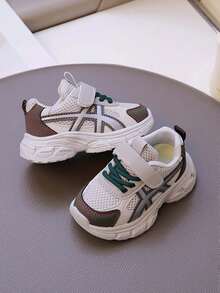 1 Pair Unisex Breathable Mesh Casual Sneakers, Soft Sole Non-Slip Infant Shoes, Fashion Versatile Student Running Shoes, Lightweight Chunky Sneakers, Suitable For Spring And Autumn - Grey - View 1