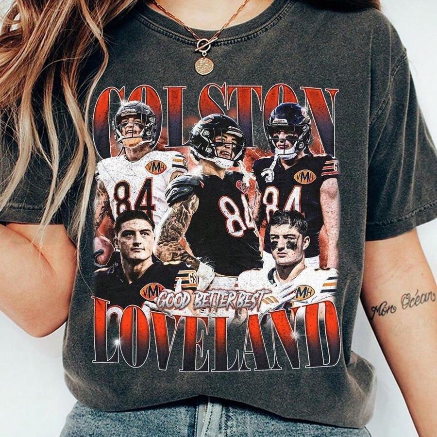 Colston Loveland Bootleg Football Shirt Vintage   Chicago Good Better Best  "Ladies' Casual Slimming, Spring, Summer, Autumn, Winter, Street Daily Vacation, Sexy Valentine's Day Top, Plus Size Women's Clothing - 灰色 - 查看 1