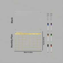 一套磁性金色亚克力书写板，冰箱贴展示板，可重复书写周/月日历磁性白板，膳食计划板，金色线条磁性留言板（含6支磁性白板笔）