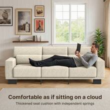 Asofer Sofa, 89 Inch Modern Sofa, 3-Seater Chenille Couch With Wide Armrests & Deep Cushions, For Living Room, Bedroom And Apartment - Màu be - Xem 6