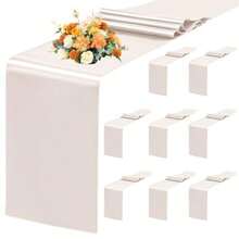 8 Pack Cream Table Runner 12 X 72 Inch Satin Table Runner For Rectangle Round TablesCream Table Runners For Wedding Birthday Banquets Engagements Party Decoration - Cream - View 1