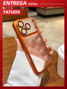 1 Piece Luxury Matte Galvanized Phone Case, Fingerprint-Resistant Translucent PC Material, Compatible With IPhone 17 Pro Max/17 Pro/17 - Orange - View 7