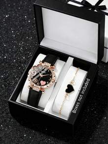 4/2pcs Girls Elegant Precise Round Firework Dial Quartz Watch, Paired With Heart-Shaped Bracelet Set, Suitable For Girls, Birthday/Holiday Gift, Perfect For Back To School, Parties, Vacations, Travels, Gifts For Friends, Family, Valentine's Day, New Year, Girls Graceful Accessories - Multicolor - View 5