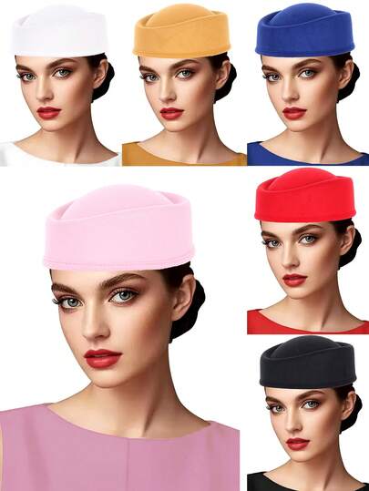1pc Retro Vintage Felt Beret Hat, Fashionable Stewardess/Hostess Work Cap, Versatile Woolen Headwear