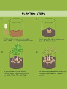 4个带盖7加仑土豆种植袋，10个植物标签，带提手和采收窗口的种植盆，黑灰色 - 育苗袋 - 查看 8
