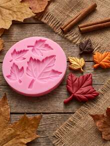 1pc/2pcs 4-Chamber Maple Leaf Chocolate Silicone Mold, Maple Leaf Leaf Mold For Cake Decoration, Maple Leaf Candy Mold, Cupcake Decoration, Polymer Clay, Handmade, Chocolate, Resin - Pink - View 5