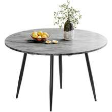 120 Cm Round Dining Table, Extendable Concrete Effect Kitchen Table For 4-8 People, Dining Room,Kitchen Table - Grey Concrete Effect - View 10