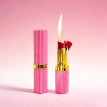 Elegant Pink Lipstick Lighter - Reusable Metal Lighter, Portable & Stylish Zinc Alloy + ABS Design, Perfect Gift For Women, Butane Gas Not Included - 玫紅色 - 查看 1