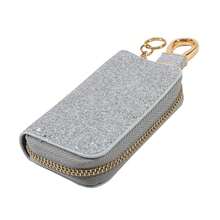 Bling Car Key Case, Leather Keyring Zipper Bag With Metal Hook, Remote Key Fob Cover, Auto Keychain Holder - Multicolor - View 12
