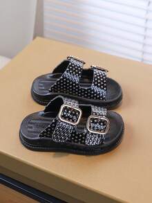 1双女童软底时尚百搭防滑休闲户外拖鞋 - 黑色 - 查看 5